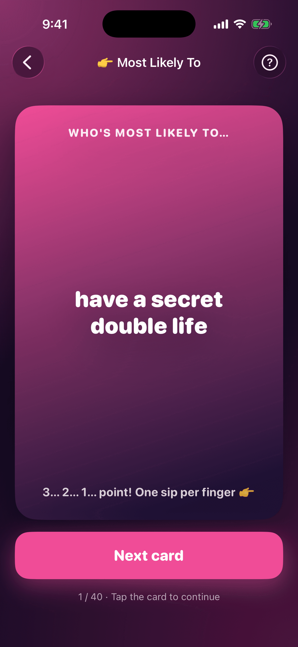 Most Likely To card: have a secret double life